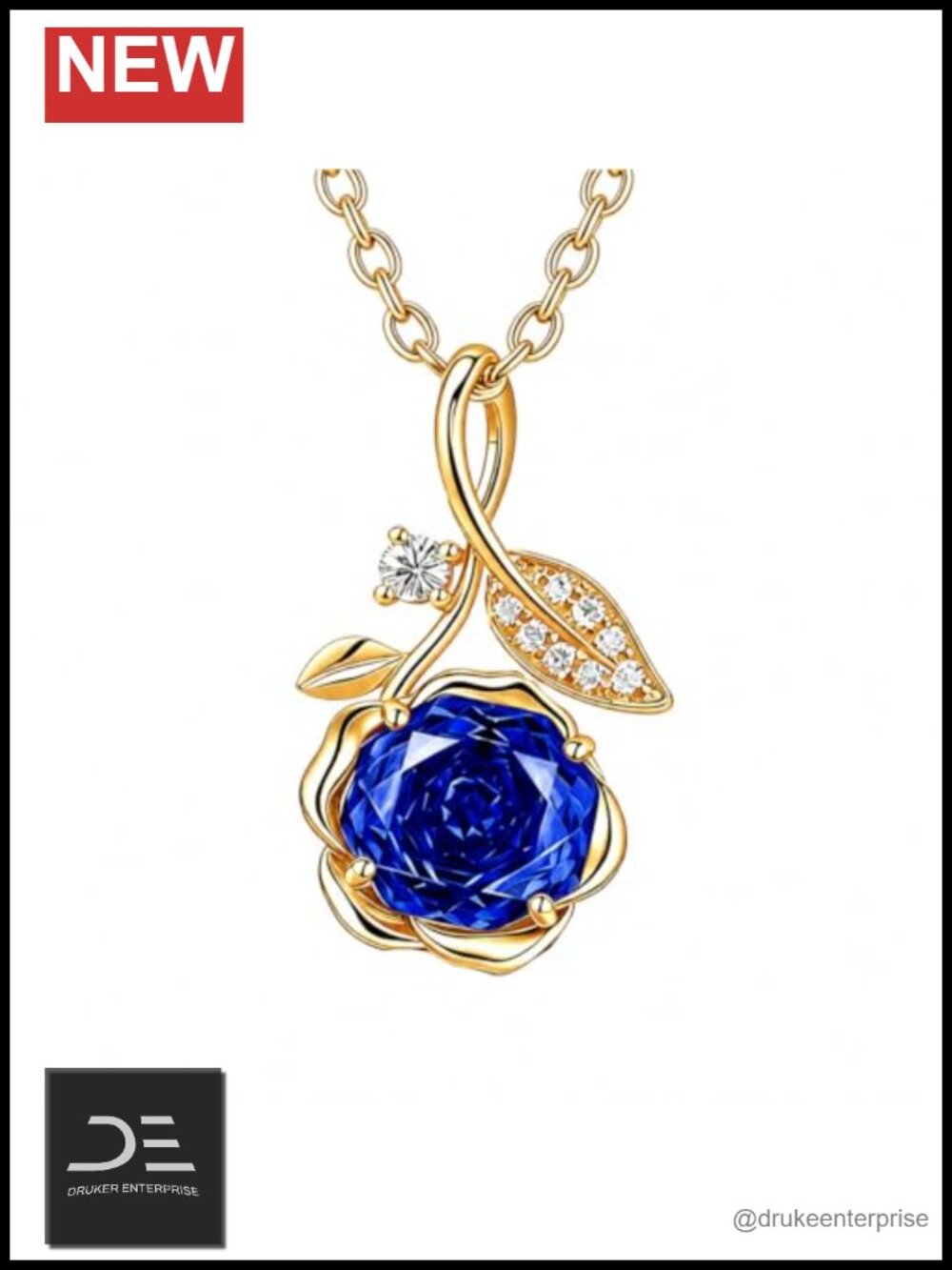 14K Gold Rose Pendant Necklace with Birthstone Charm Jewelry Gift